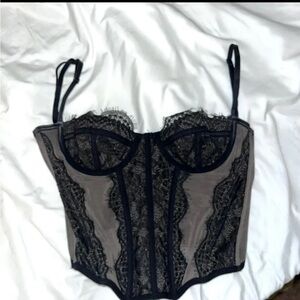 Urban Outfitters Black and Tan Lace Bustier